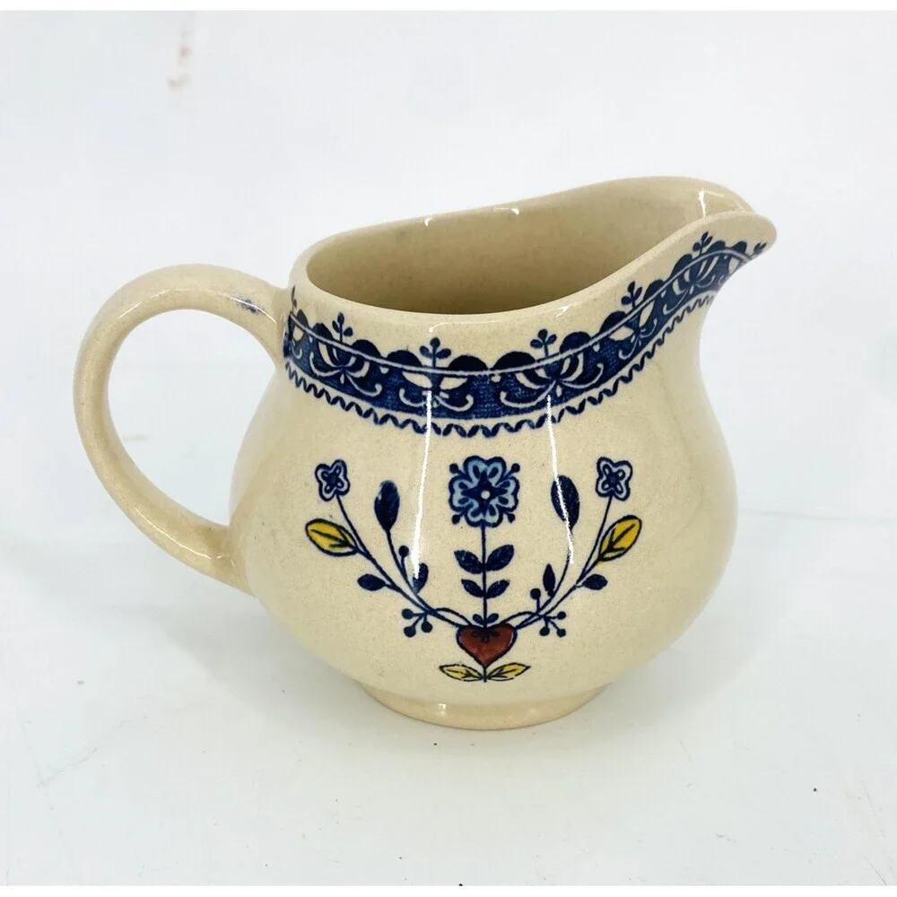 Staffordshire JOHNSON BROS Old Granite Hearts & Flowers Pattern Ceramic CREAMER